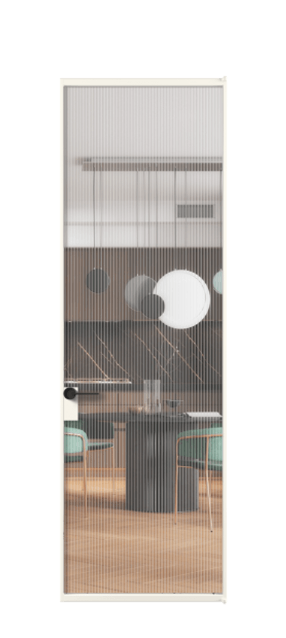 Алюминиевая дверь АЛПЛ040.01 Алюминий пудровый белый Рифлёное стекло "Мору", триплекс Цена 175480  | Volhovec