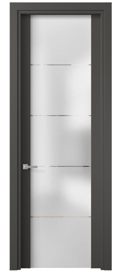 Межкомнатная дверь Планум 4114 ПЭТ графитовый Сатинированное стекло с гравировкой «КВАДРО», триплекс Цена 31224 ₽ | Volhovec