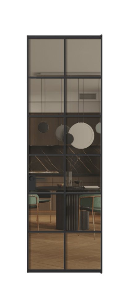 Алюминиевая дверь АЛПЛ040.05 Алюминий Черный Прозрачное бронзовое стекло, триплекс Цена 119545  | Volhovec