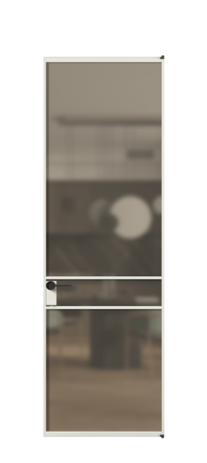 Алюминиевая дверь АЛПЛ040.02 Алюминий серый Сатинированное бронзовое стекло, триплекс Цена 173290  | Volhovec