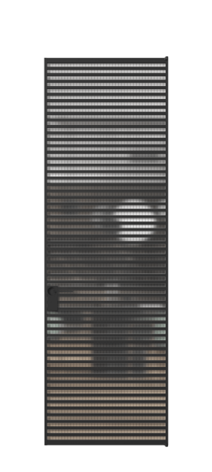 Алюминиевая дверь АЛПЛ040.07 Алюминий Черный Декоративное стекло с сеткой "Mesh silver", триплекс Цена 192770  | Volhovec