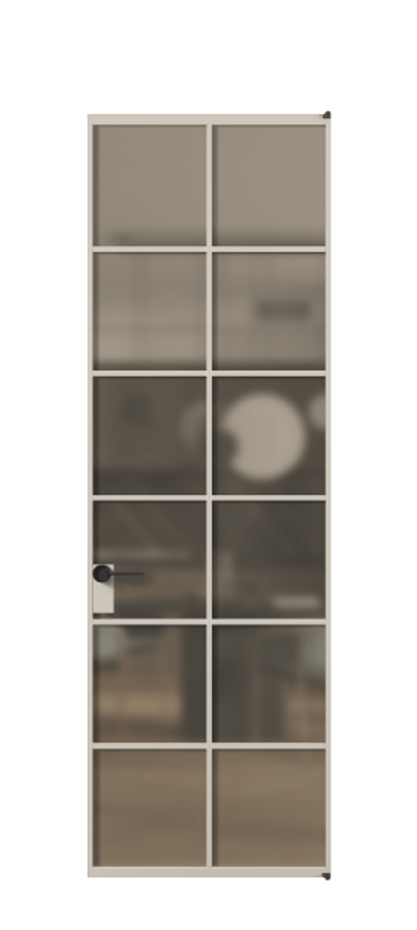 Алюминиевая дверь АЛПЛ040.05 Алюминий светло-бежевый Сатинированное бронзовое стекло, триплекс Цена 179520  | Volhovec