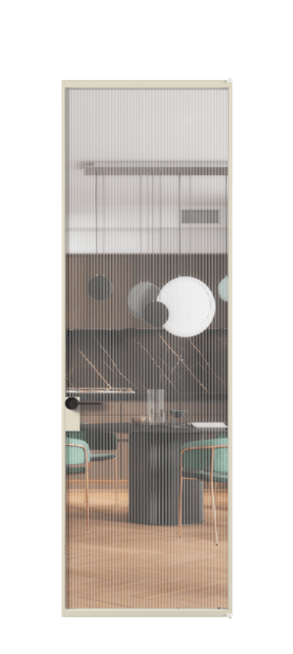 Алюминиевая дверь АЛПЛ040.01 Алюминий бежево-серый Рифлёное стекло "Мору", триплекс Цена 175480  | Volhovec