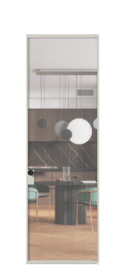 Алюминиевая дверь АЛПЛ040.01 Алюминий тёплый серый Рифлёное стекло "Мору", триплекс Цена 175480  | Volhovec