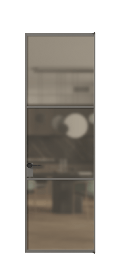 Алюминиевая дверь АЛПЛ040.03 Алюминий классический серый Сатинированное бронзовое стекло, триплекс Цена 173290  | Volhovec