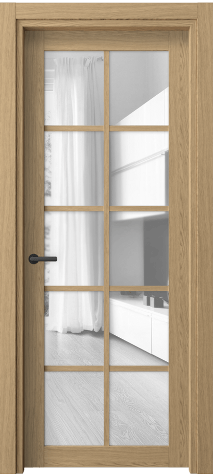 Межкомнатная дверь Нео 2106 Жемчужный дуб Прозрачное стекло, триплекс Цена 32099 ₽ | Volhovec