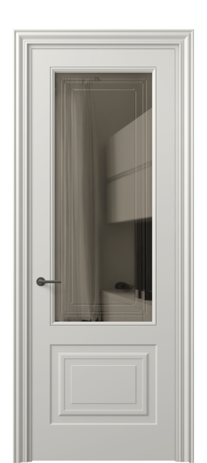 Межкомнатная дверь Маскот 8452 Матовый тёплый серый Прозрачное бронзовое стекло с гравировкой "Грани", триплекс Цена 97300 сом | Volhovec