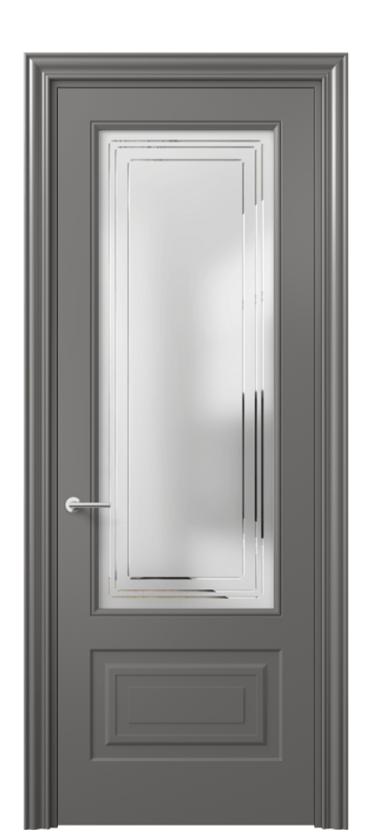 Межкомнатная дверь Маскот 8442 Матовый классический серый Сатинированное стекло с гравировкой "Грани", триплекс Цена 97300 сом | Volhovec