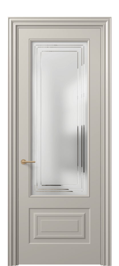 Межкомнатная дверь Маскот 8442 Матовый светло-бежевый Сатинированное стекло с гравировкой "Грани", триплекс Цена 97300 сом | Volhovec