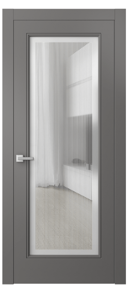 Межкомнатная дверь Линия 8300 Матовый классический серый Сатинированное с гравировкой "Каннелюры", триплекс Цена 66974 ₽ | Volhovec