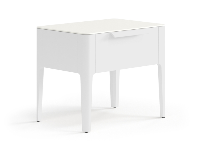 Мебель Тумба прикроватная Piega 1 ящик. Цвет Матовый светло-серый. Материал Гладкая эмаль. Коллекция Тумба прикроватная Piega 1 ящик. Картинка.