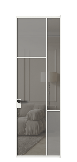 Межкомнатная дверь АЛПЛ041.10 АБЛ Серый сатин матовое + Серый прозрачное. Цвет Алюминий белоснежный. Материал Алюминий в эмали. Коллекция Mosaic. Фото. Дверь межкомнатная АЛПЛ041.10 АБЛ Серый сатин матовое + Серый прозрачное. Цвет Алюминий белоснежный. Материал Алюминий в эмали. Коллекция Mosaic. Картинка.