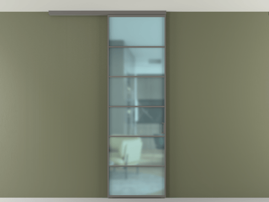 Алюминевая перегородка АЛПР 040.04_АКЛС_САТ ГОЛ_new. Цвет Алюминий классический серый. Материал Алюминий в эмали. Коллекция Перегородка Формато вдоль стены на потолок 1 створка. Картинка.