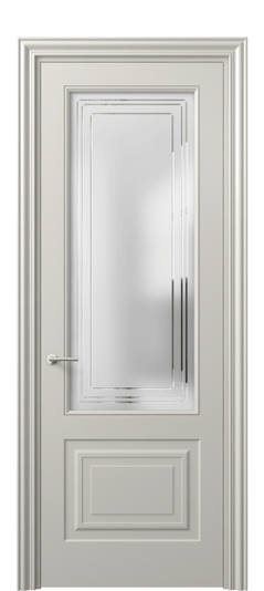 Дверь межкомнатная 8452 МОС Сатин с гравировкой Mascot. Цвет Матовый облачно-серый. Материал Гладкая эмаль. Коллекция Маскот. Картинка.