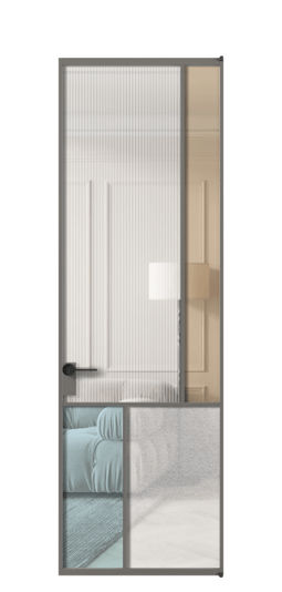 Межкомнатная дверь АЛПЛ041.21 АКЛС 4 стекла. Цвет Алюминий классический серый. Материал Алюминий в эмали. Коллекция Mosaic. Фото. Дверь межкомнатная АЛПЛ041.21 АКЛС 4 стекла. Цвет Алюминий классический серый. Материал Алюминий в эмали. Коллекция Mosaic. Картинка.
