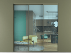 Перегородка Формато внутри проёма 3 створки с синхронным механизмом